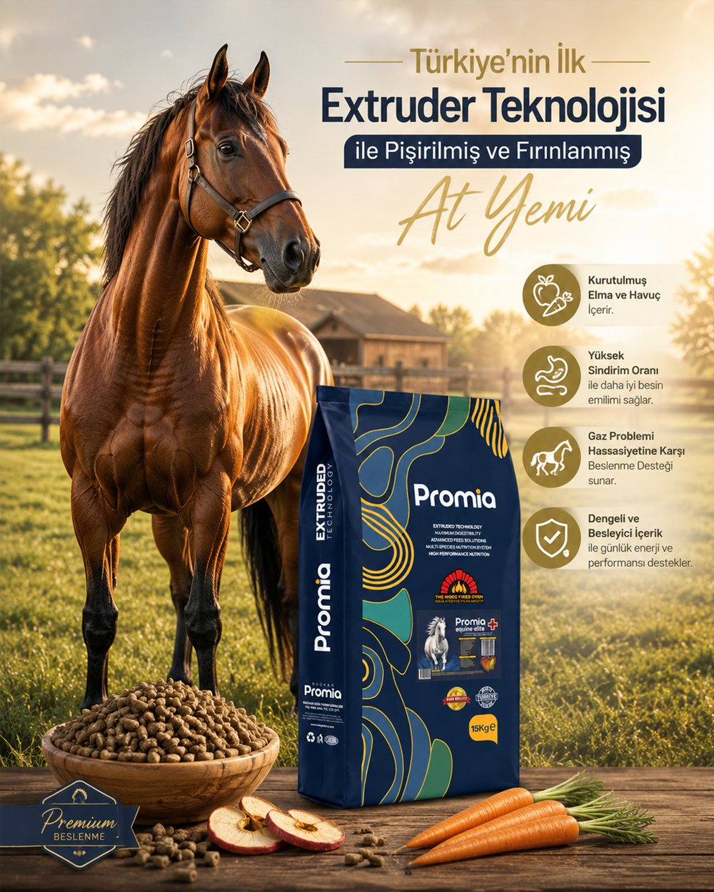 Promia Equine Elite+ Yetişkin Atlar İçin Extrude Yem 15 KG