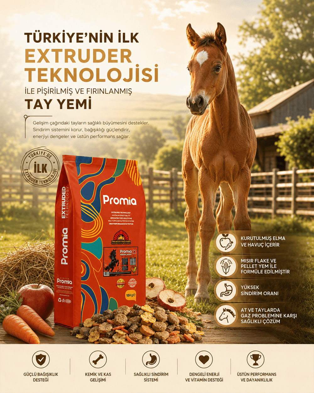 Promia Equine Junior X Taylar İçin Mix Büyütme Yemi 15 KG