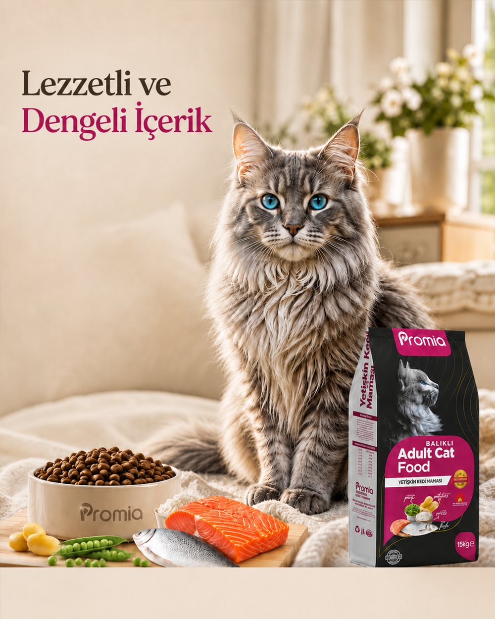 Promia Balıklı Kısırlaştırılmış Yetişkin Kedi Maması & Adult Cat 15kg