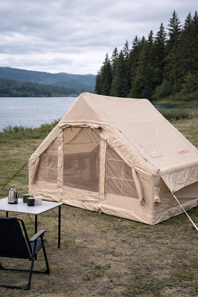 6 Kişilik 4 Mevsim Şişme Kamp Çadırı 6m2 300cm x 200cm x 210cm 420D Kumaş