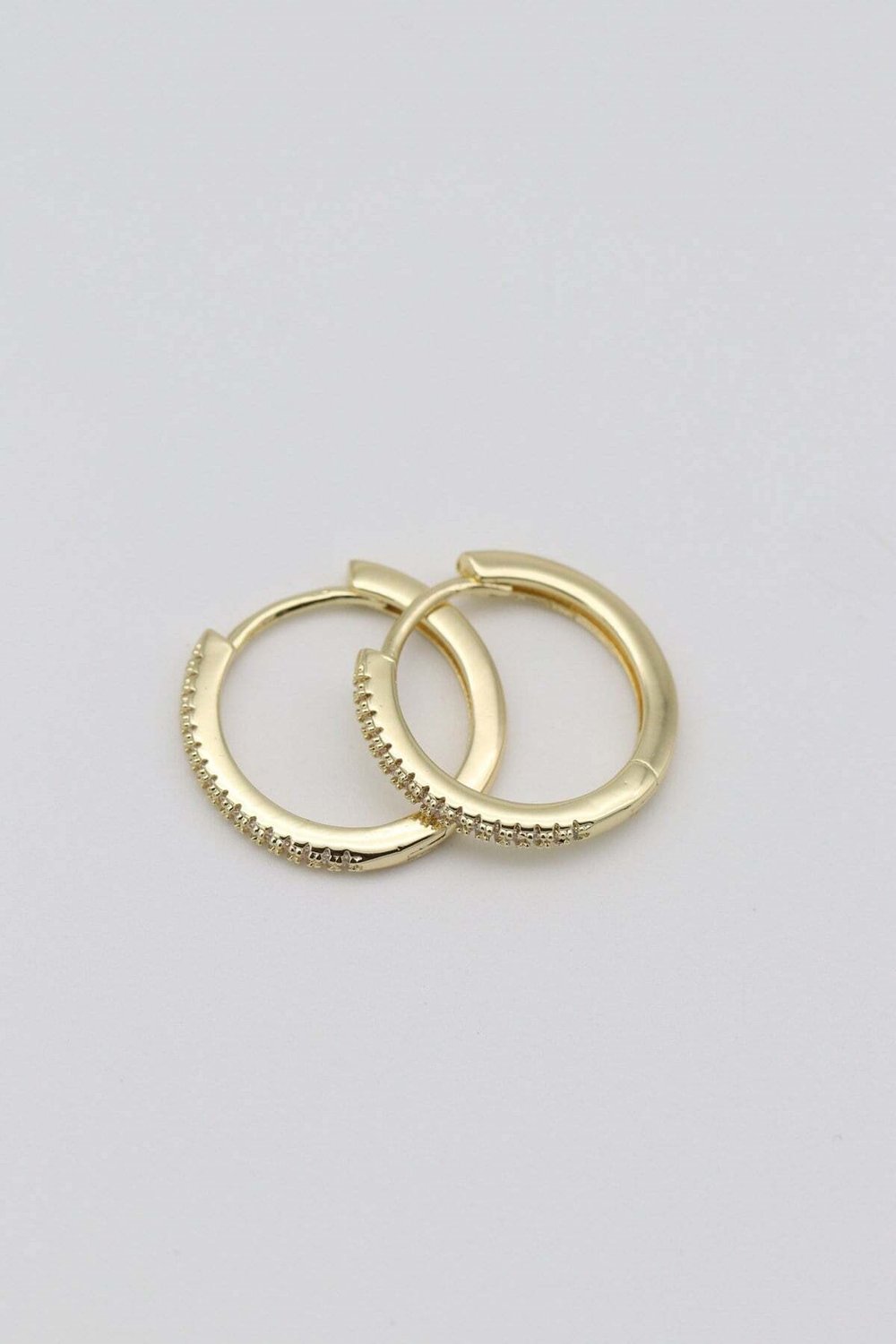 Vip 14 K Altın Kaplama İnce Mini Taşlı Halka Küpe (20mm)