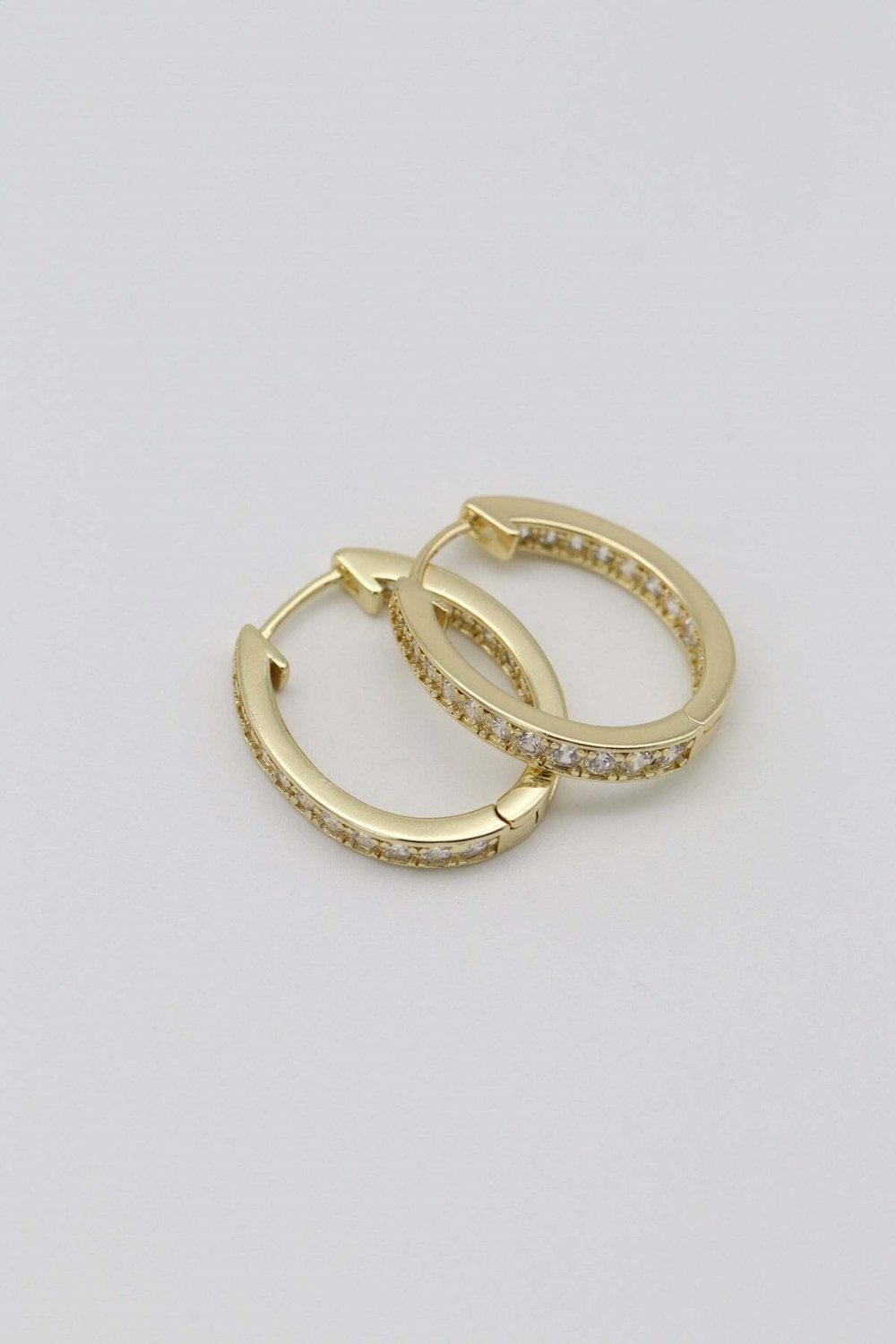 Vip 14 K Altın Kaplama İnce Taşlı Halka Küpe (25mm)