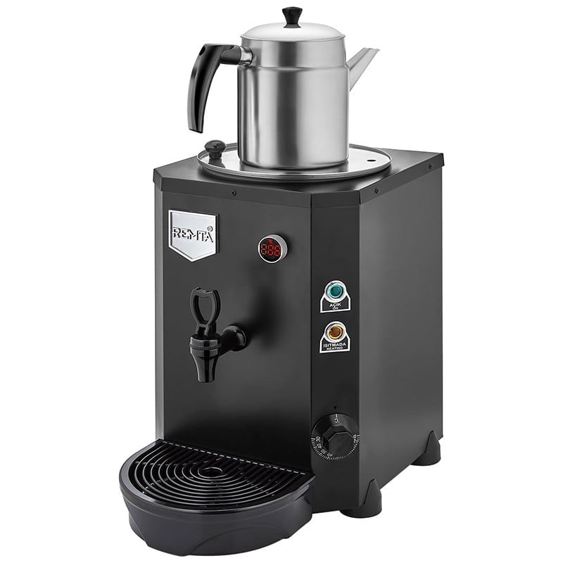 Remta Çay Makinesi DE14 Mini Jumbo Elektrikli Tek Demlikli – 9 Litre Siyah Profesyonel Çay Otomatı