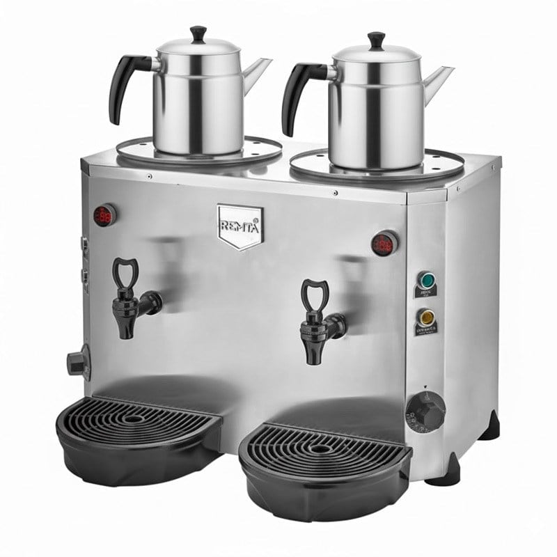 Remta Jumbo Çay Makinesi Çift Demlikli 9+9 Litre Elektrikli Gri | DE15