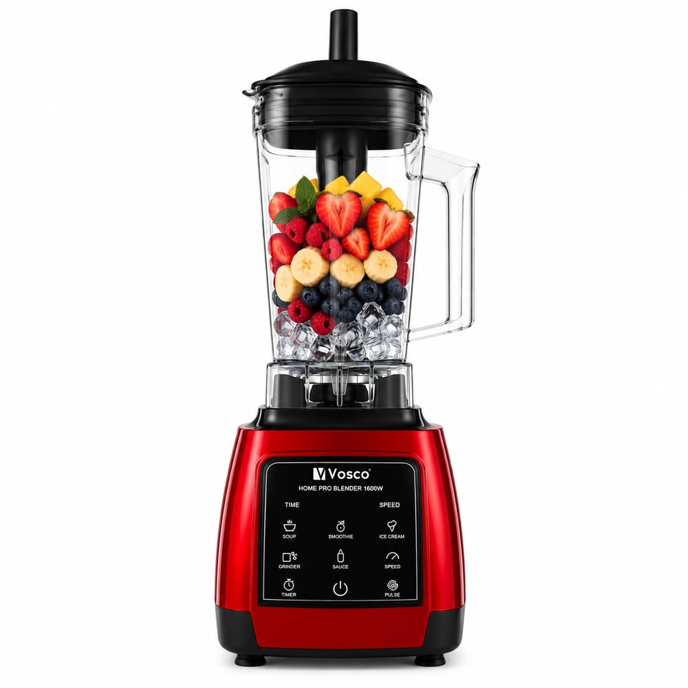 Vosco Home Pro Profesyonel Smoothie Bar Blender 1600W 2 Litre Buz Kırıcı Kırmızı VHS-200EK