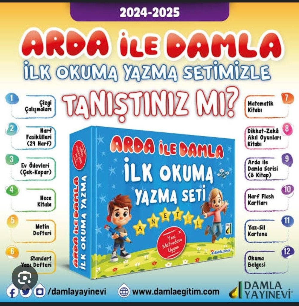 2025 OKUMA YAZMA SETİ YENİ MÜFREDAT 19 PARÇA