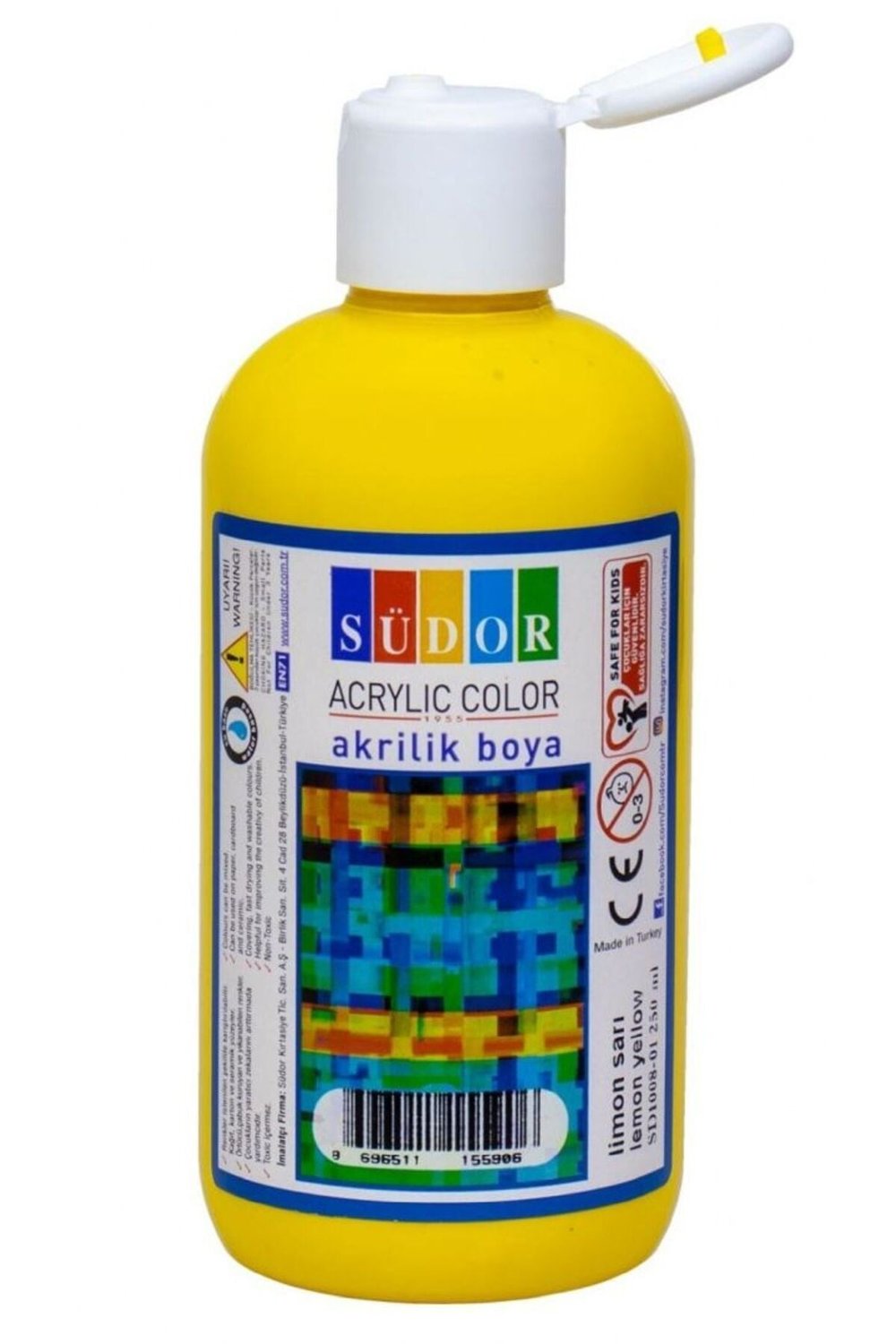 AKRİLİK BOYA 250 ML LİMON SARI SD1008-01 ( 1 ADET FİYATIDIR)