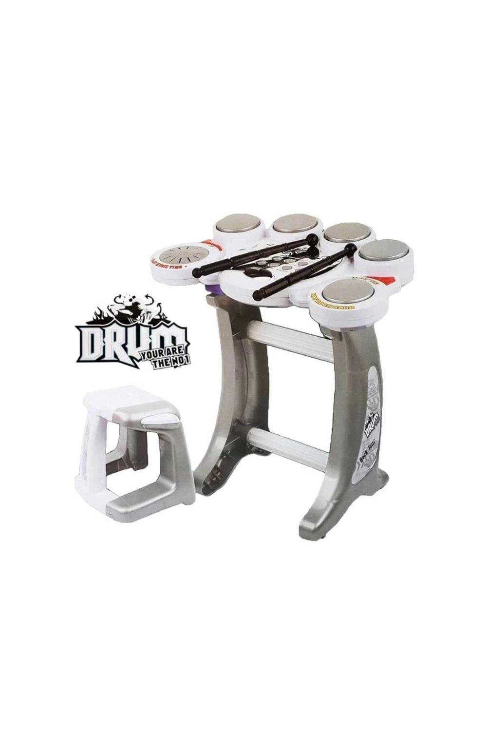 Drum Rock Elektronik Davul Seti Tabureli Müzikli Işıklı
