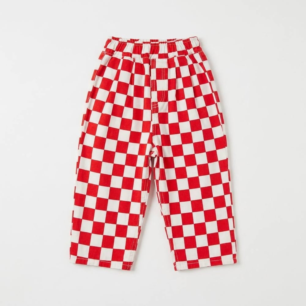 Laciel Paris damalı kırmızı balon jean pantolon 