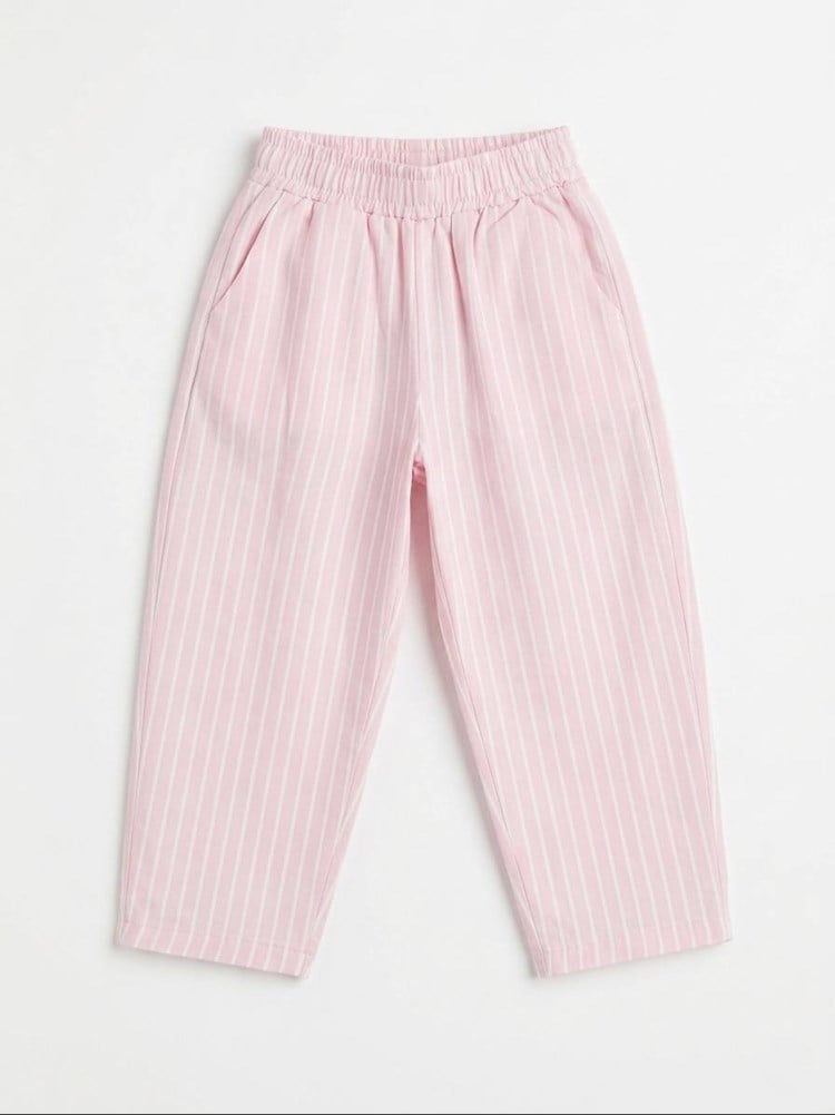 Laciel Paris pembe çizgili balon jean pantolon