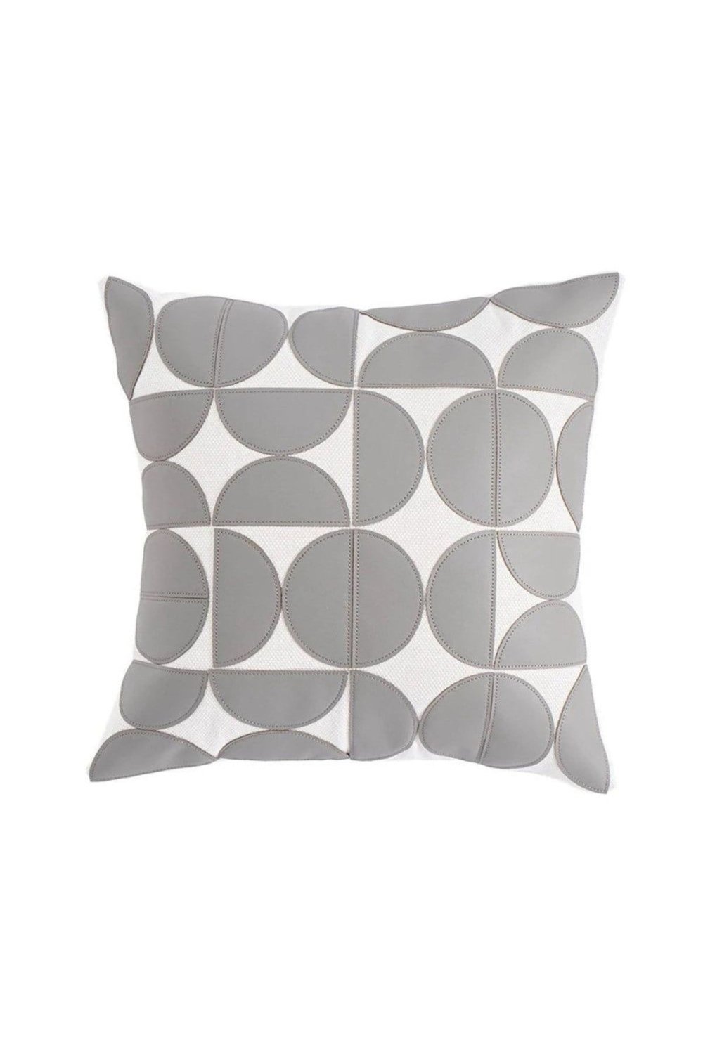 Deri Çeyrek Daire Geometrik Lazer Kesilmli Desen Nakış İşlemli 45 x 45 Kırlent