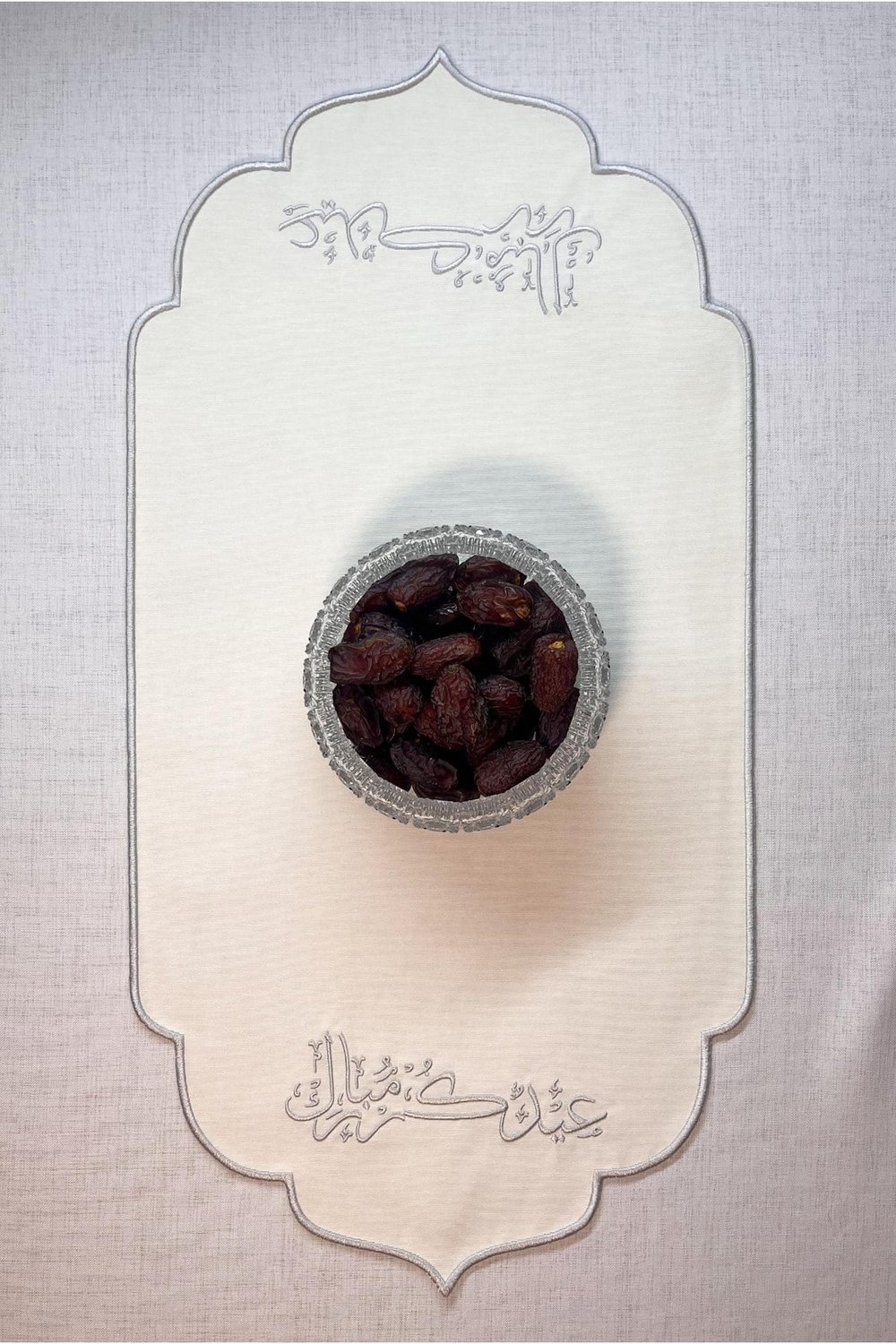(Eid Mubarak) Arapça Yazılı Duck Kumaş Su İtici Kumaş 33 x 70 Mini Runner