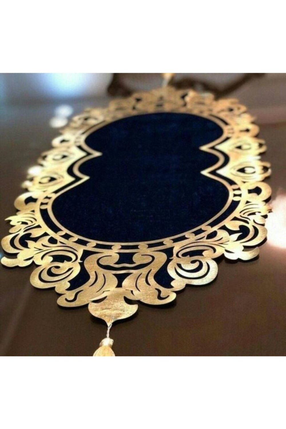 Osmanlı Oval Desenli Tekli Kadife Runner