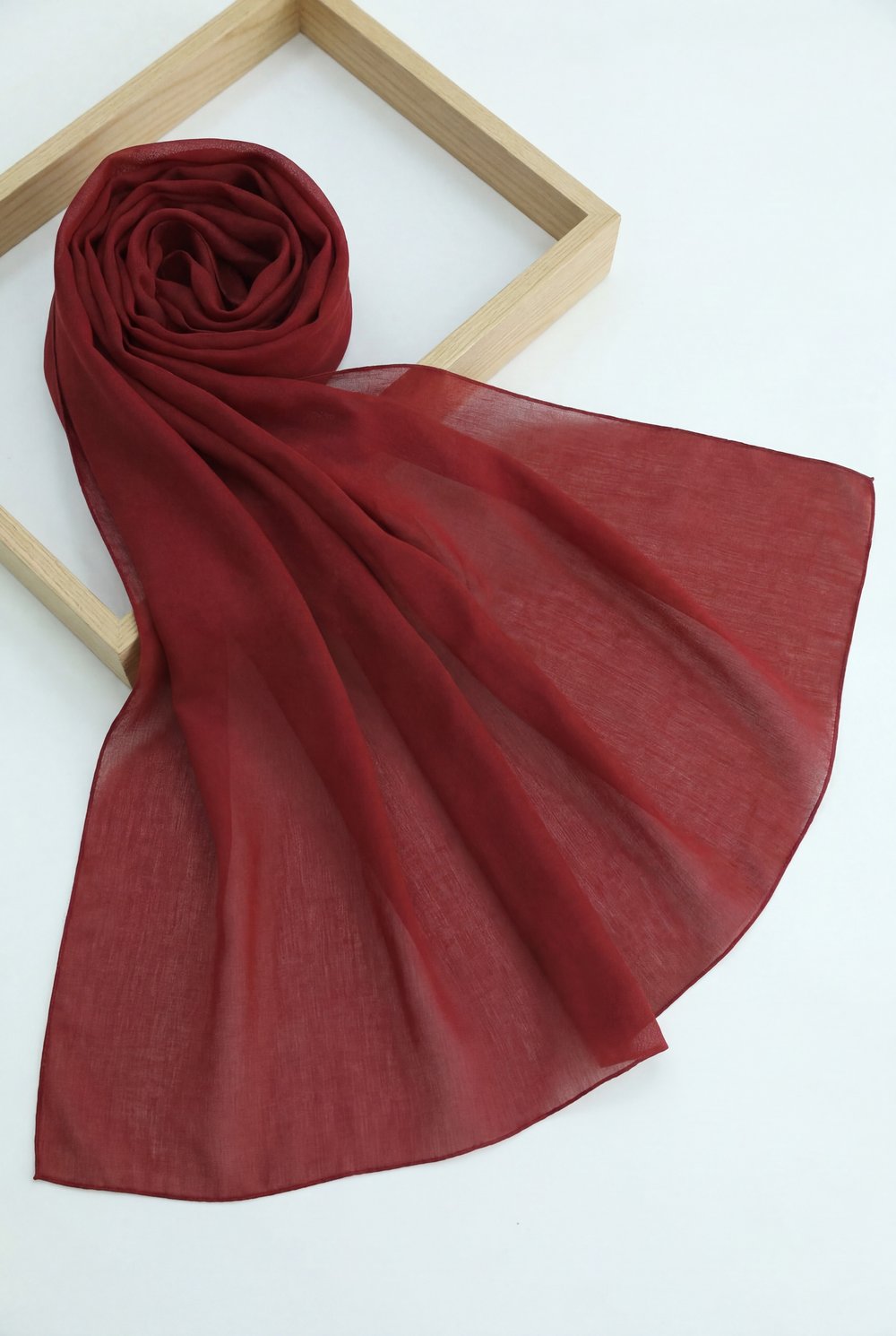 Düz Coton Şal -Bordo