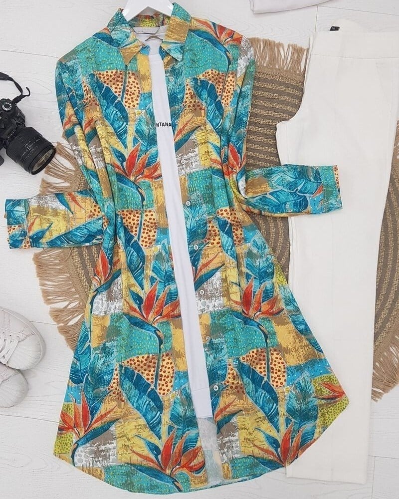Etnik Desen Tunik -Petrol