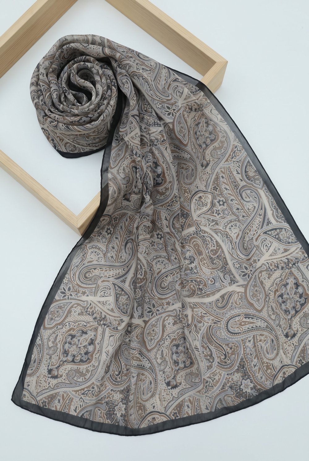 Geleneksel Floral Desenli Coton Şal -Bej