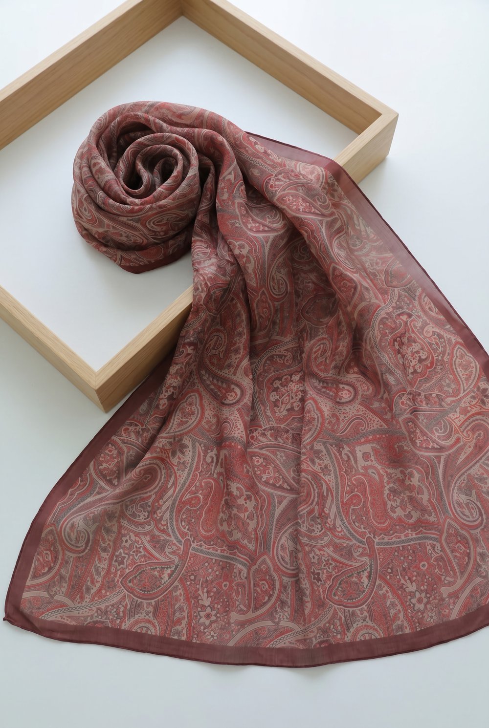 Geleneksel Floral Desenli Coton Şal -Bordo
