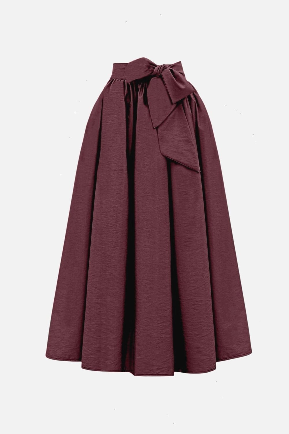 Piliseli Kemerli Paraşüt Etek   -Bordo