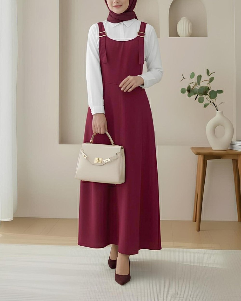 Yarım Fermuarlı Gabardin Jile  -Bordo