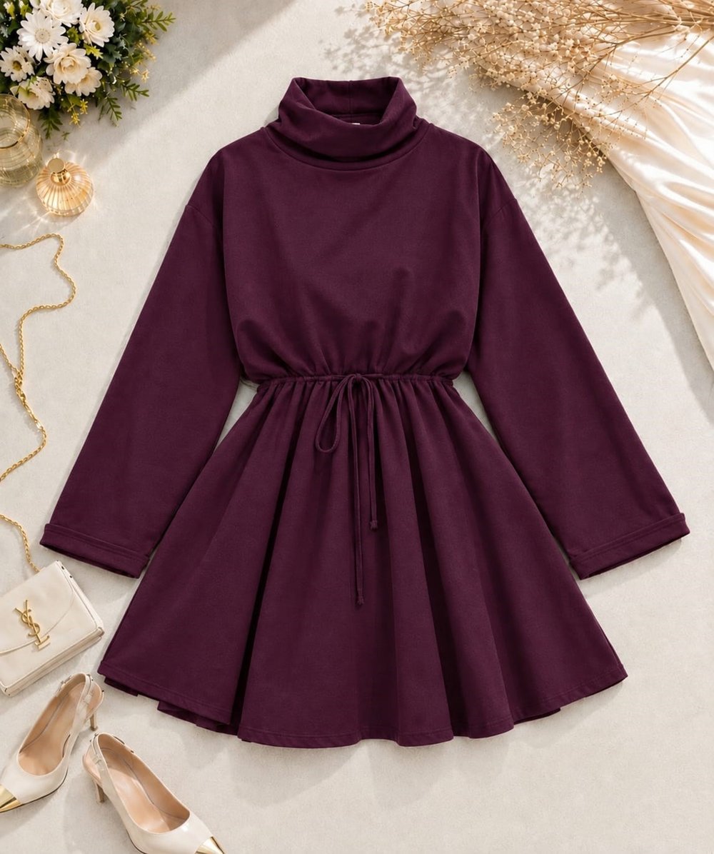 Crimson Cloud Balıkçı Yaka Tunik - Mürdüm