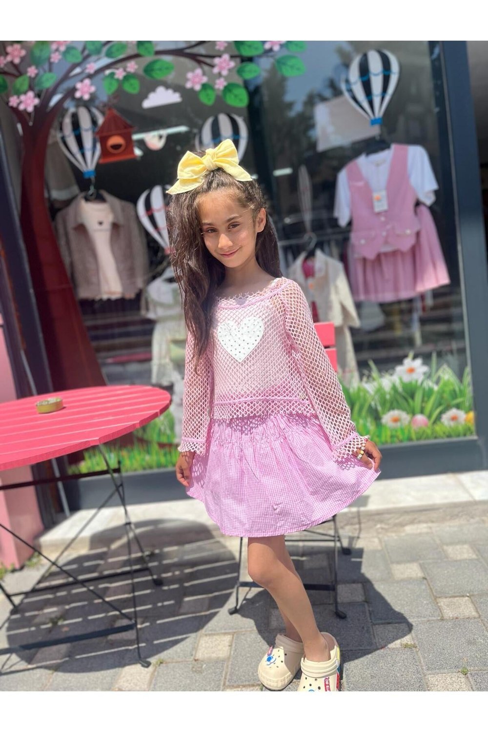 Kız Çocuk Pembe Fileli 3lü Takım