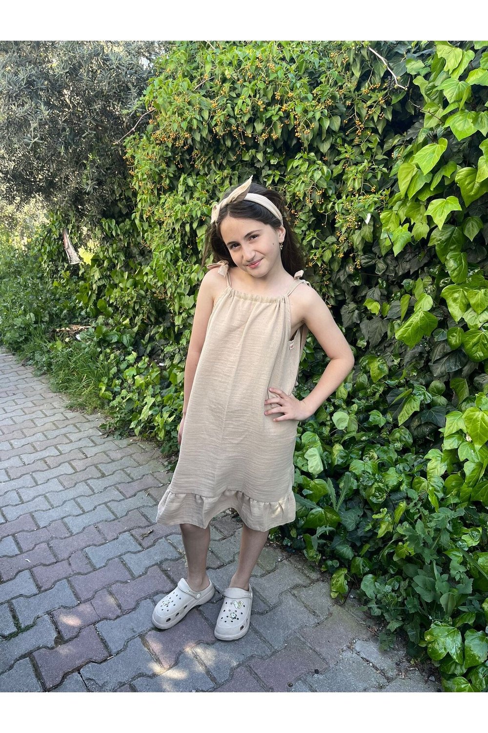 yazlık müslin ip askılı elbise
