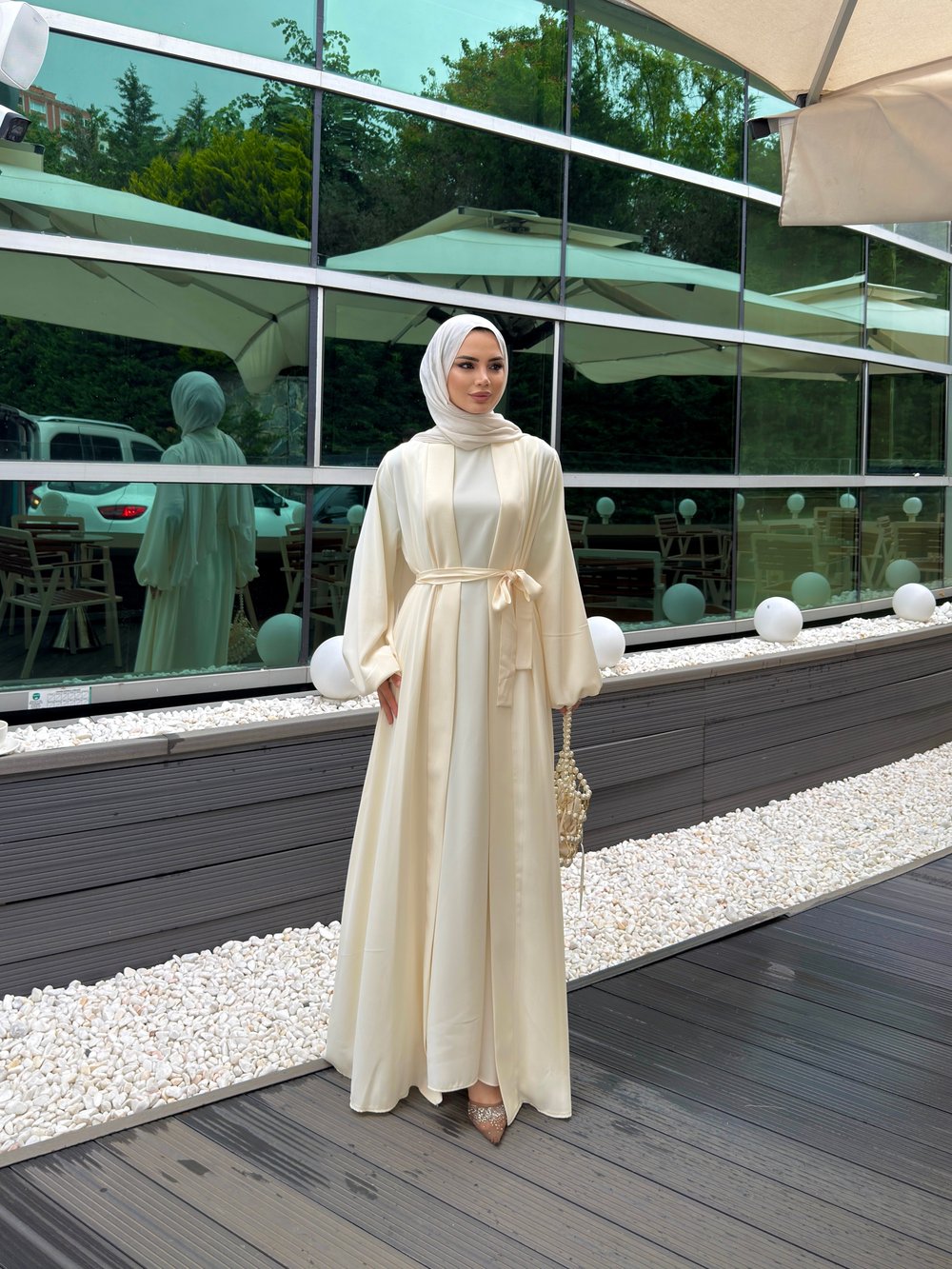 Gizia özel dökümlü abaya takım