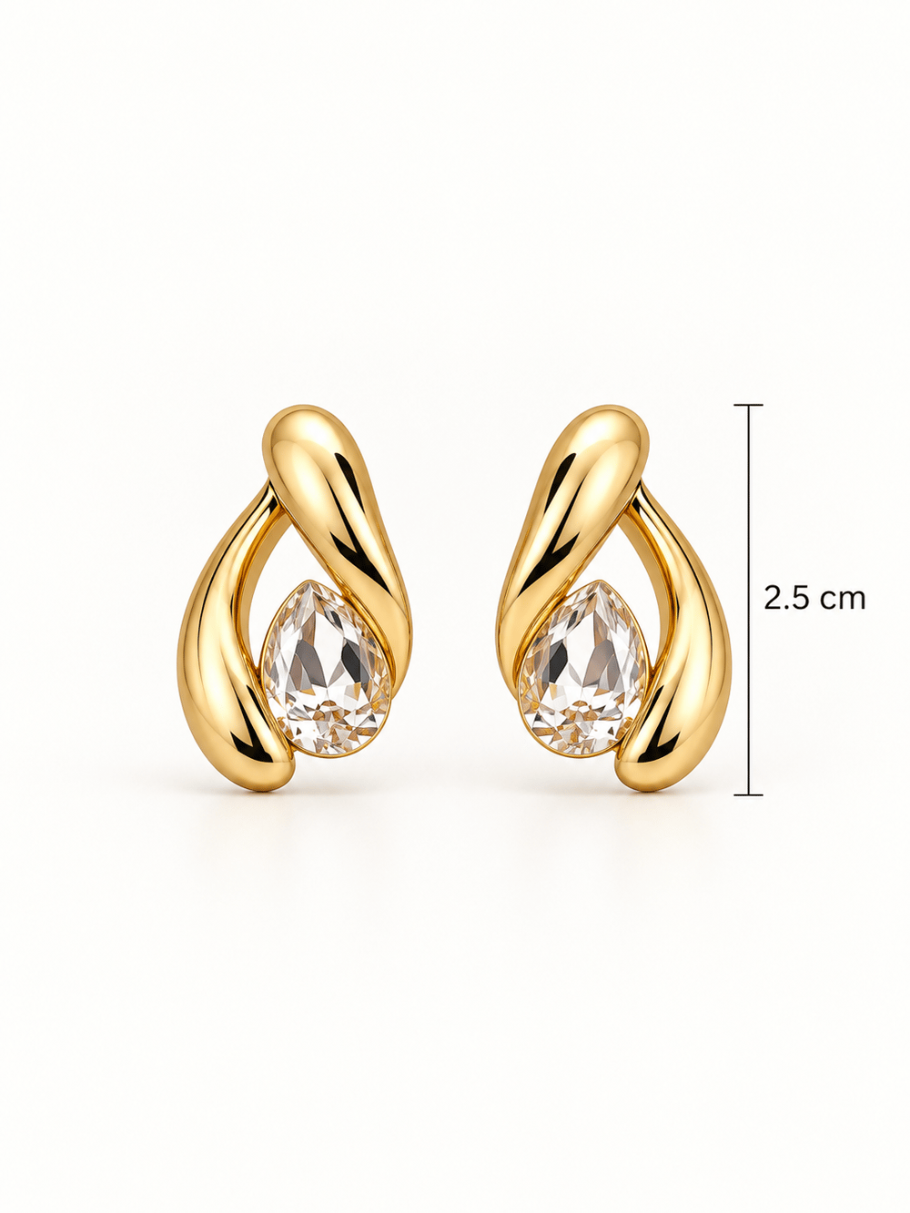 Markiz Taşlı Gold Pirinç Kaplama Küpe