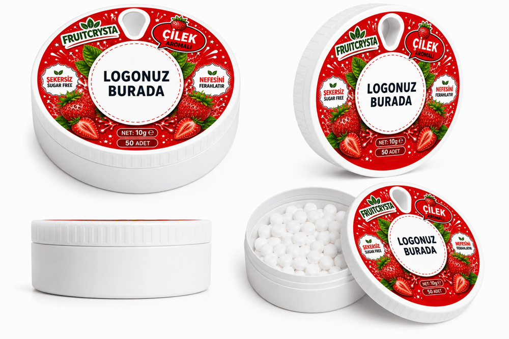 Logolu Çilekli Kutu Şeker