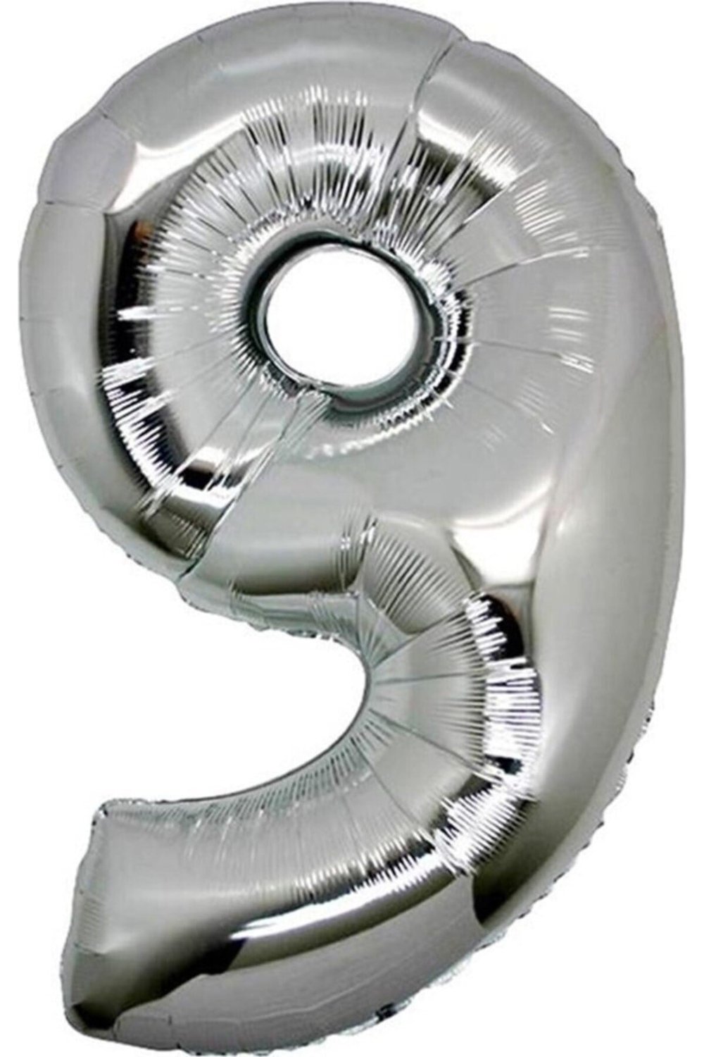 9 (gümüş) Rakam Folyo Balon - 90 Cm - Gümüş Folyo Rakam Balon