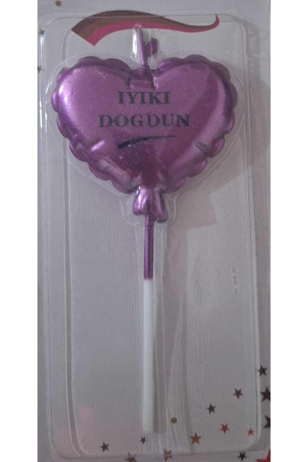 Mutlu anılar parti evi iyiki doğdun kalp şekilli pembe mum