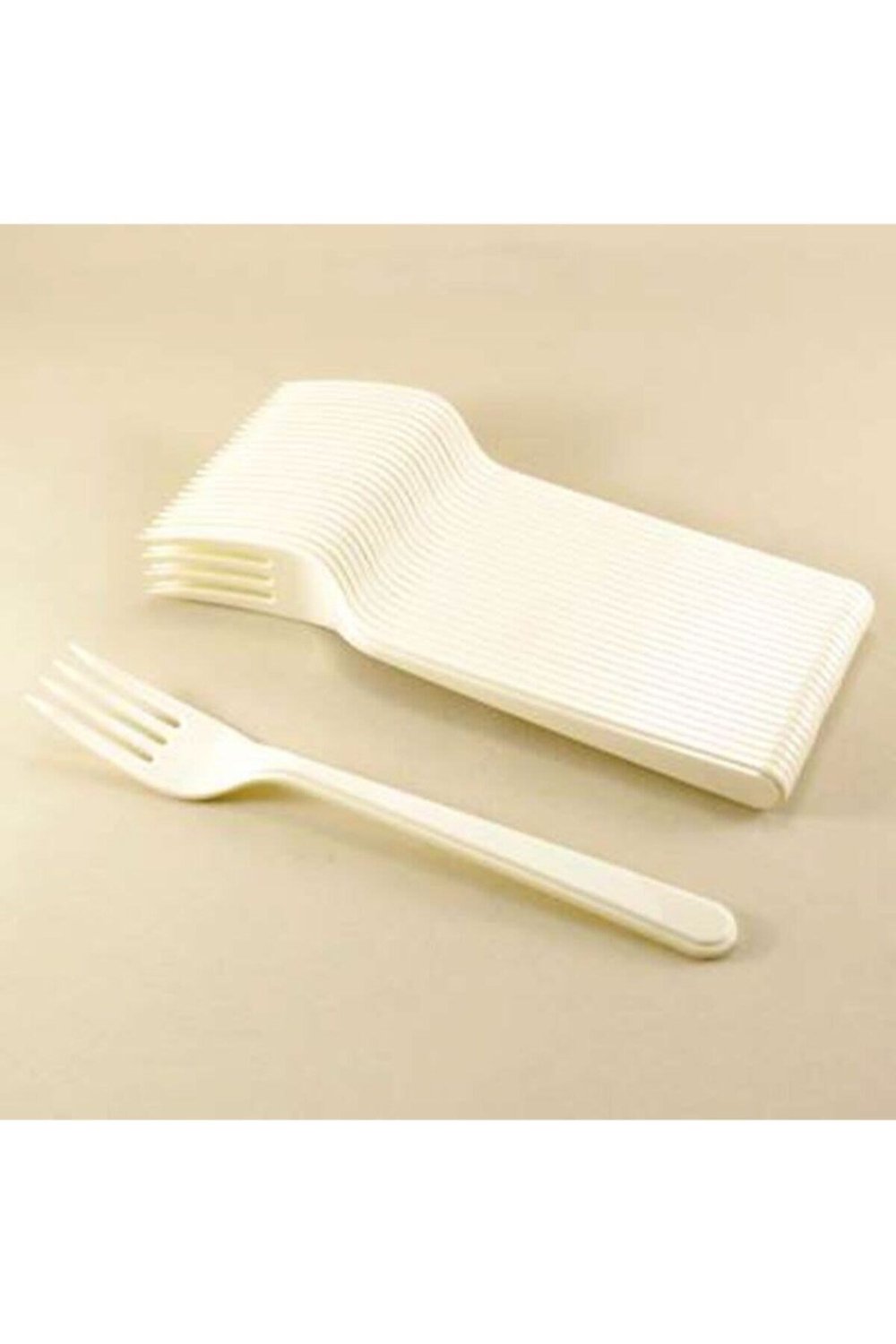 Plastik Çatal Beyaz Renkli 25li