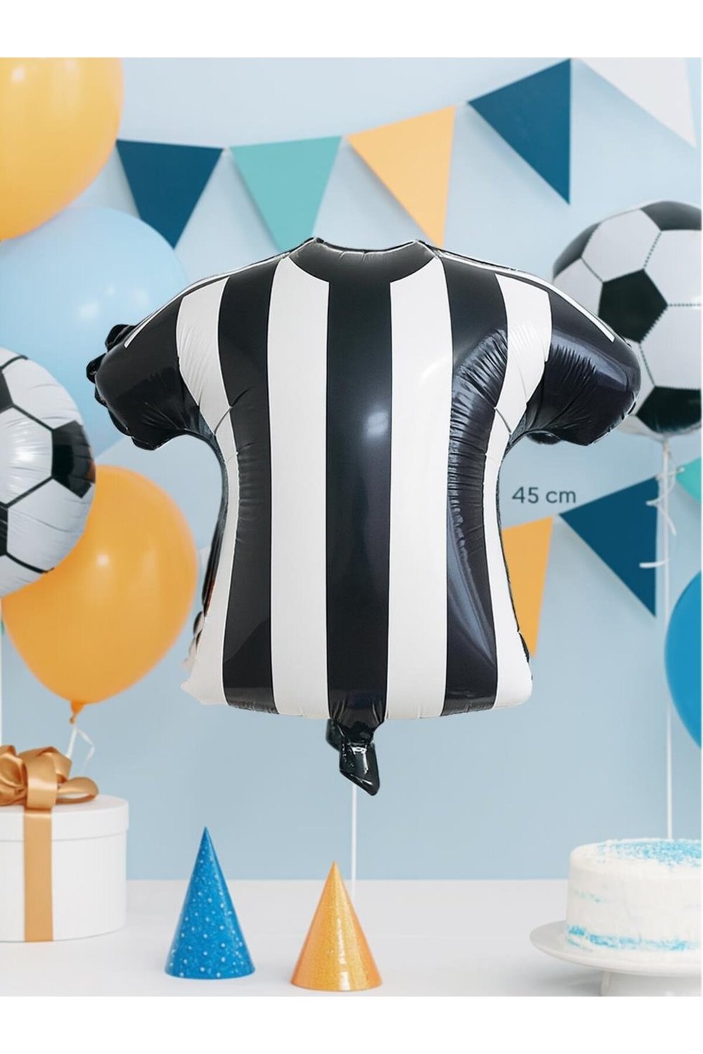 Siyah Beyaz Forma Folyo Balon Taraftar Doğum Günü Parti Balonu 45 cm
