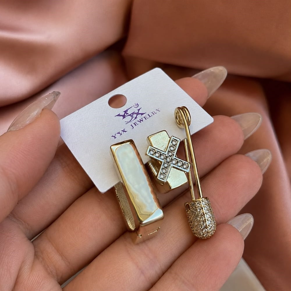 3lü Çelik set küpe