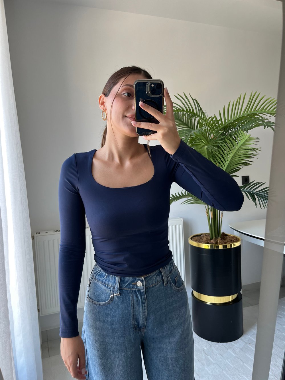 Lacivert çıtçıtlı body