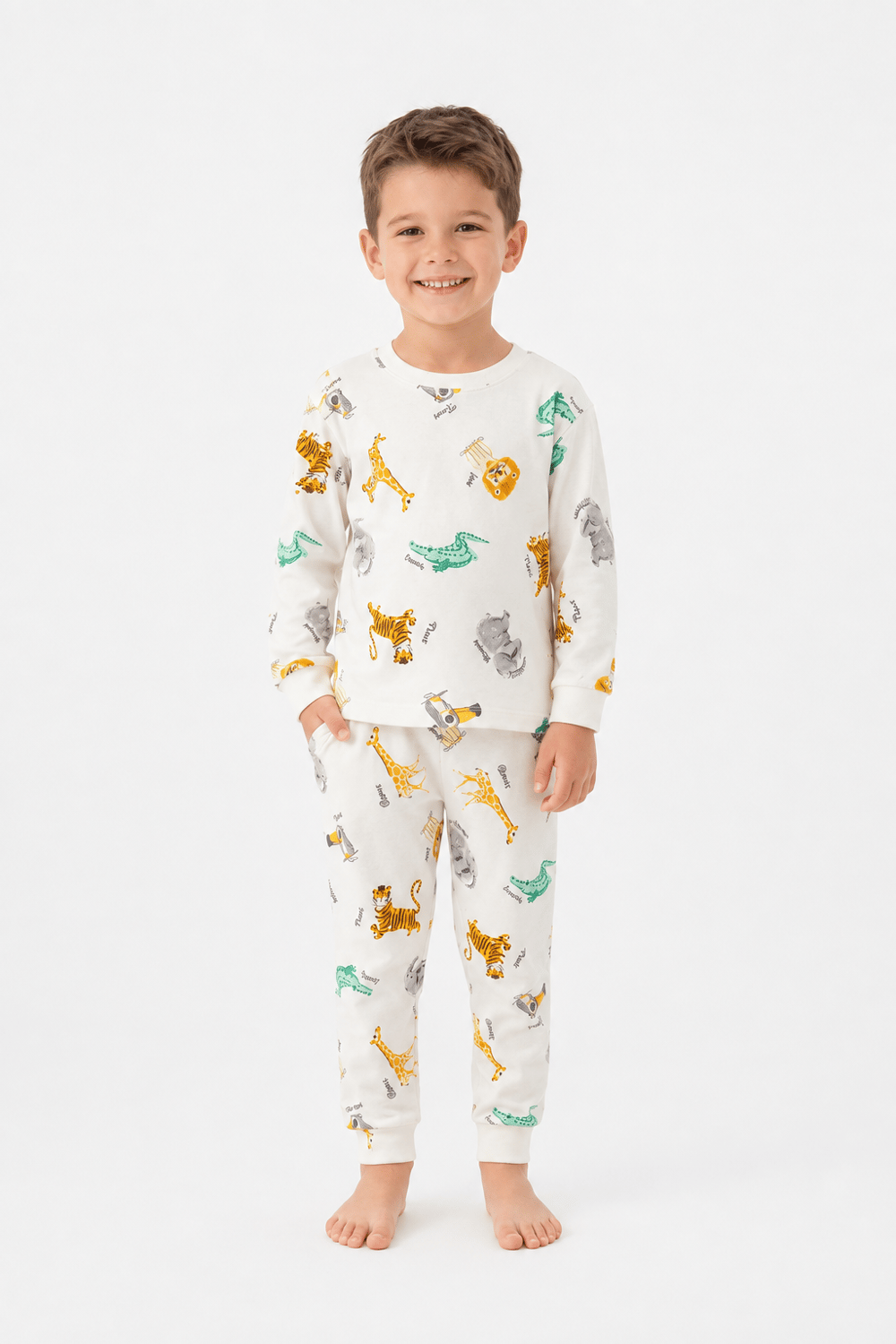 Hayvan Figürlü İkili Erkek Çocuk Pijama Takım