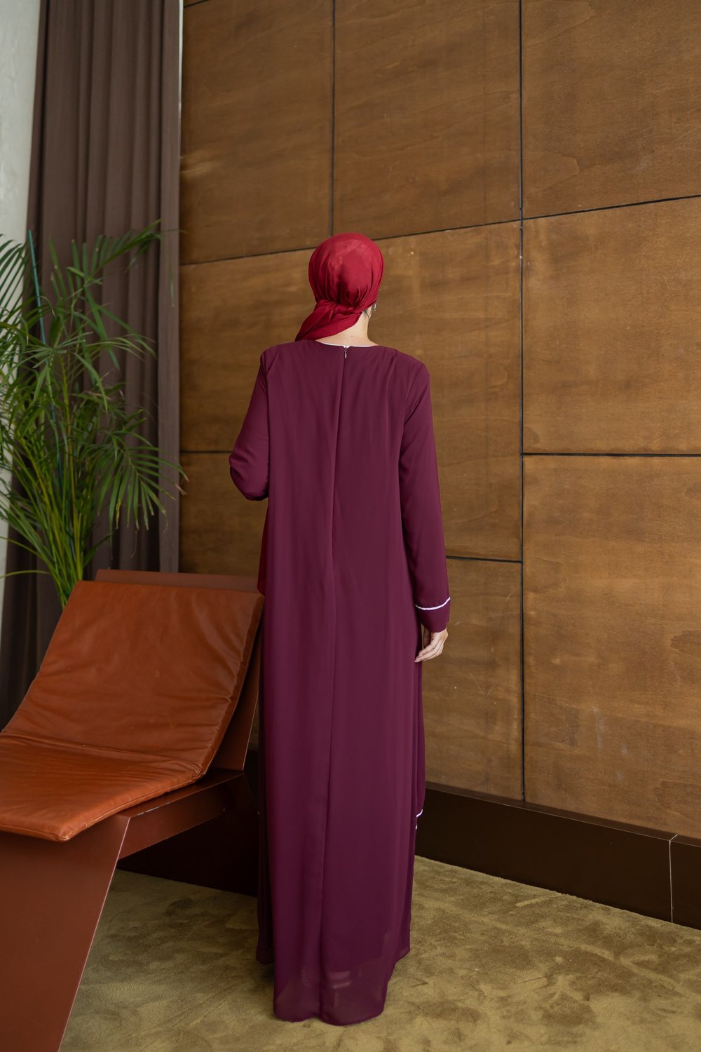 Şerit Taşlı  Elbise | Bordo