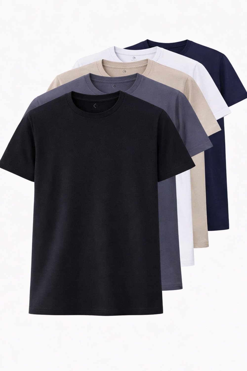 Erkek 5'li Tişört Seti %100 Pamuk Basic Regular Fit Bisiklet Yaka Düz Renk Günlük T-Shirt