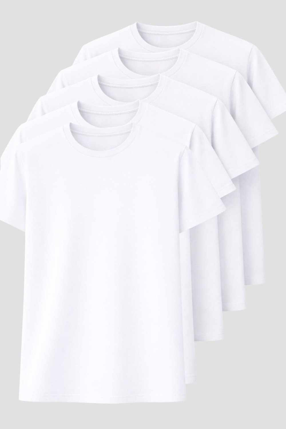 Erkek 5'li Tişört Seti %100 Pamuk Basic Regular Fit Bisiklet Yaka Düz Renk Günlük T-Shirt