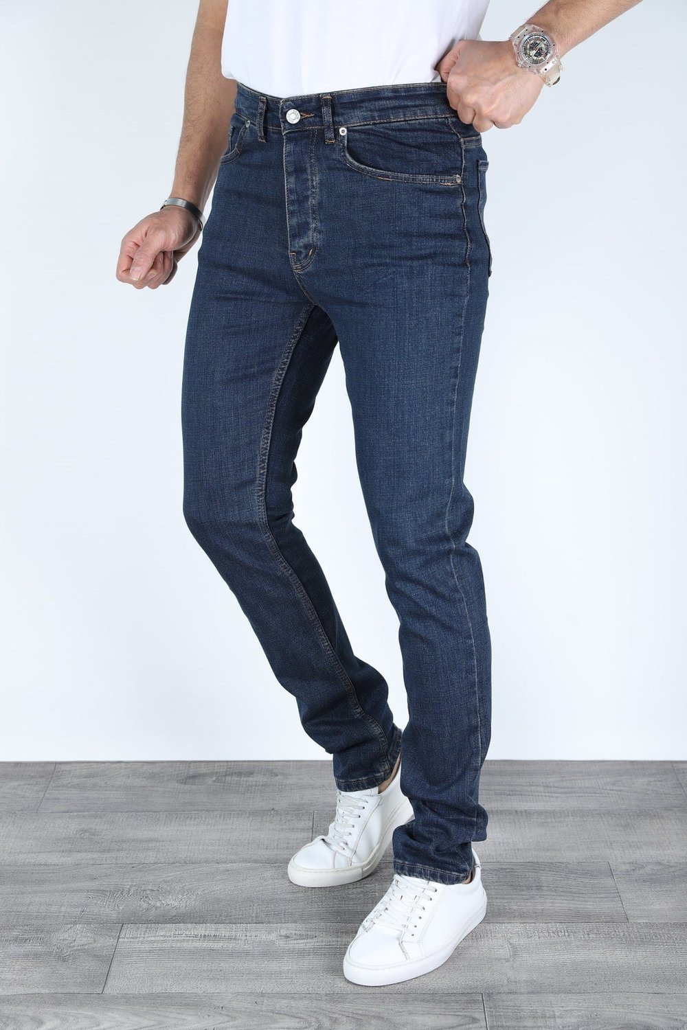 Erkek Açık Mavi Regular Fit Rahat Kesim Denim Mavi Jeans