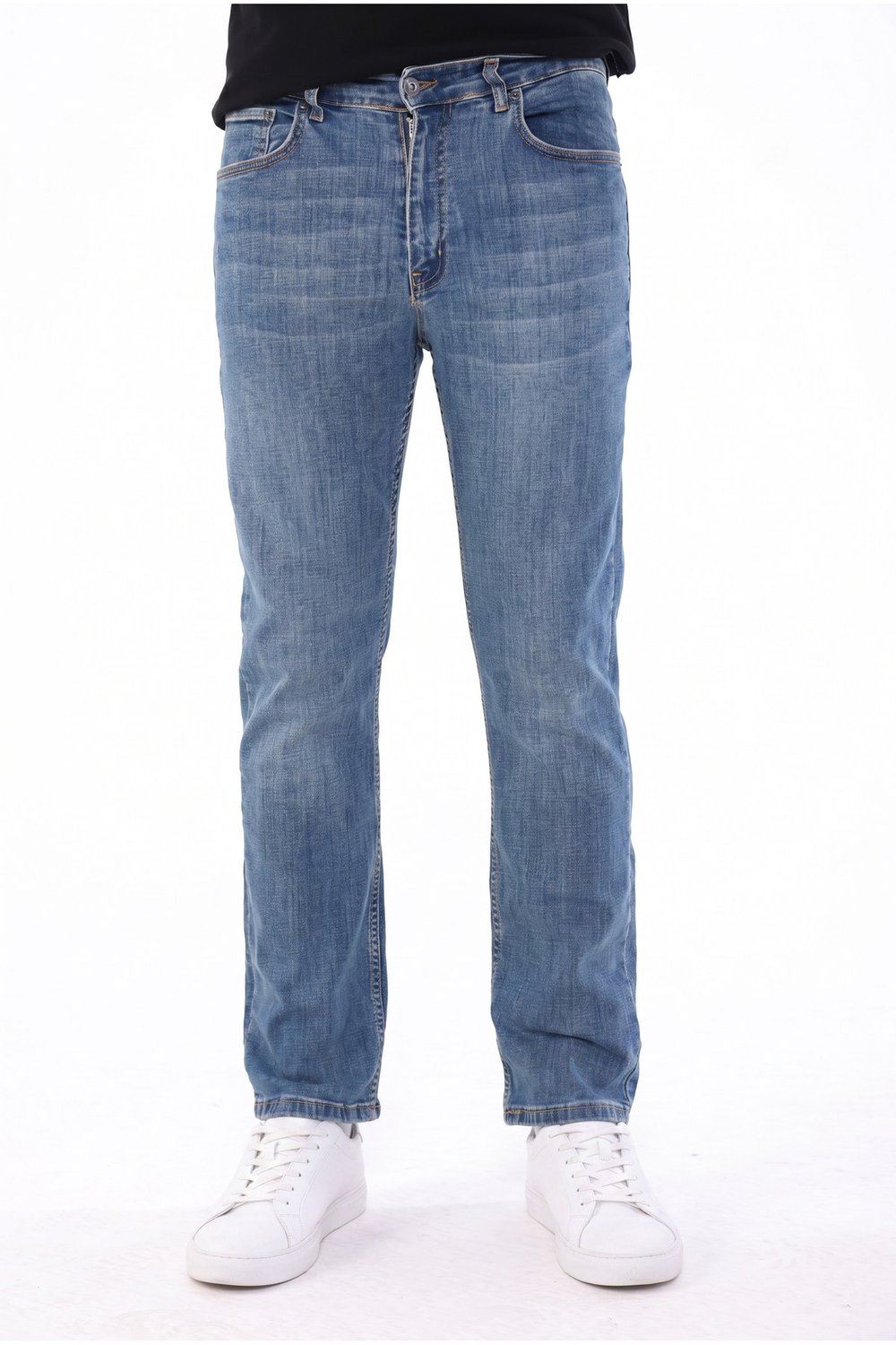 Erkek açık tint efekt Diz İzi Yapmayan Pamuklu Esnek Denim Jean Kot Pantolon Regular Kalıp