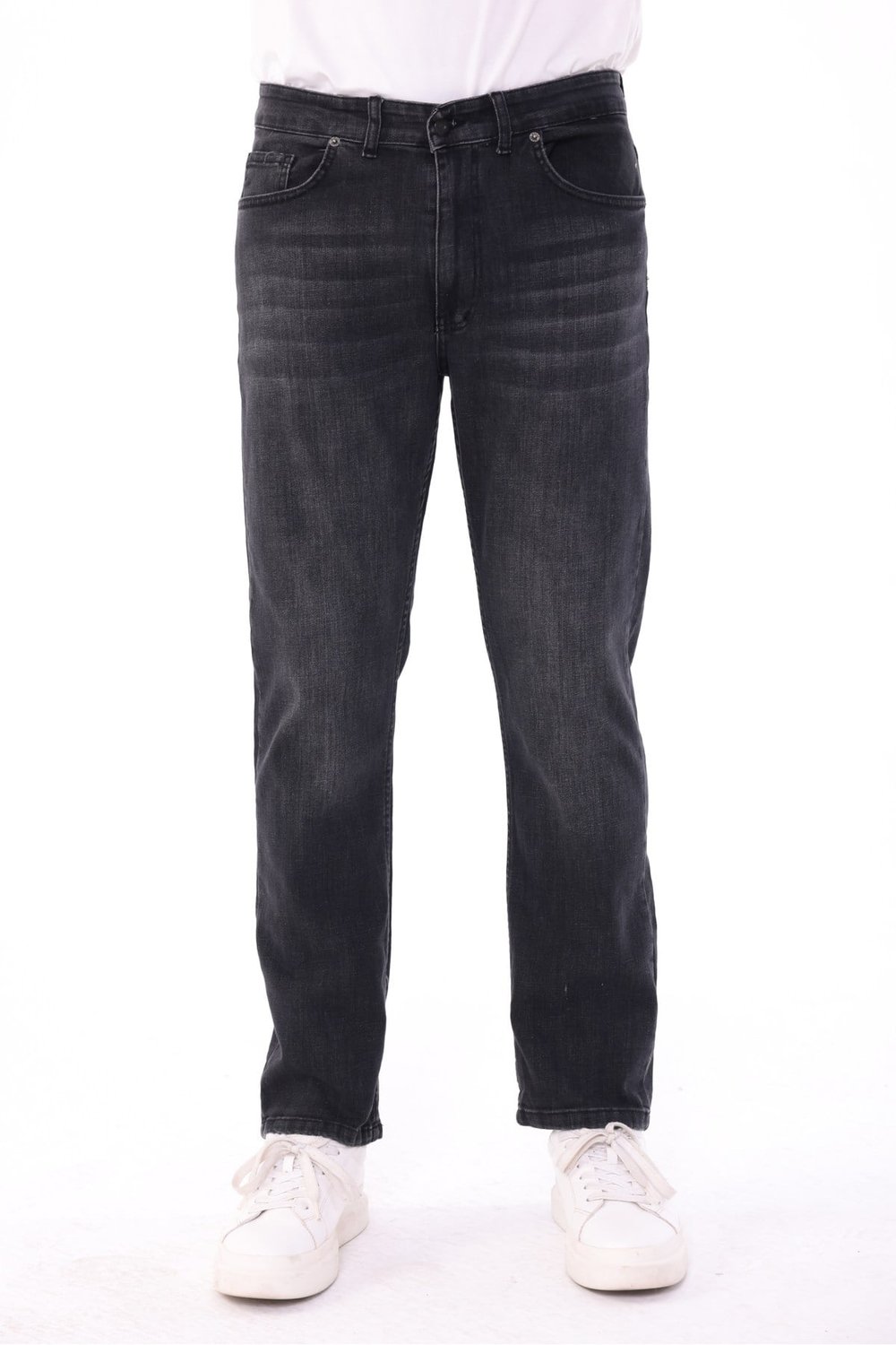Erkek antrasit efektli Diz İzi Yapmayan Pamuklu Esnek Denim Jean Kot Pantolon Regular Kalıp