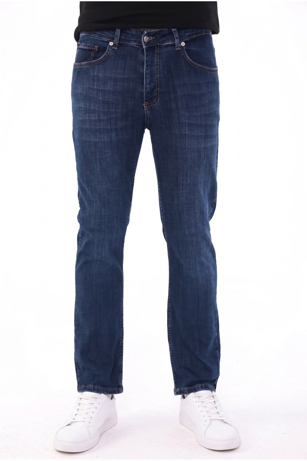 Erkek kobalt Diz İzi Yapmayan Pamuklu Esnek Denim Jean Kot Pantolon Regular Kalıp