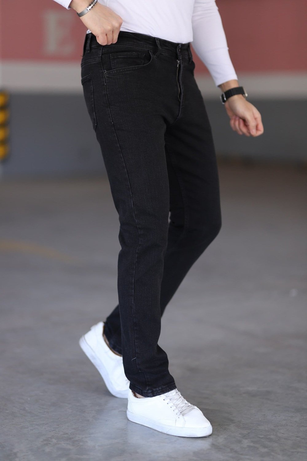Siyah Erkek Regular Fit Rahat Kesim Jean Pantolon