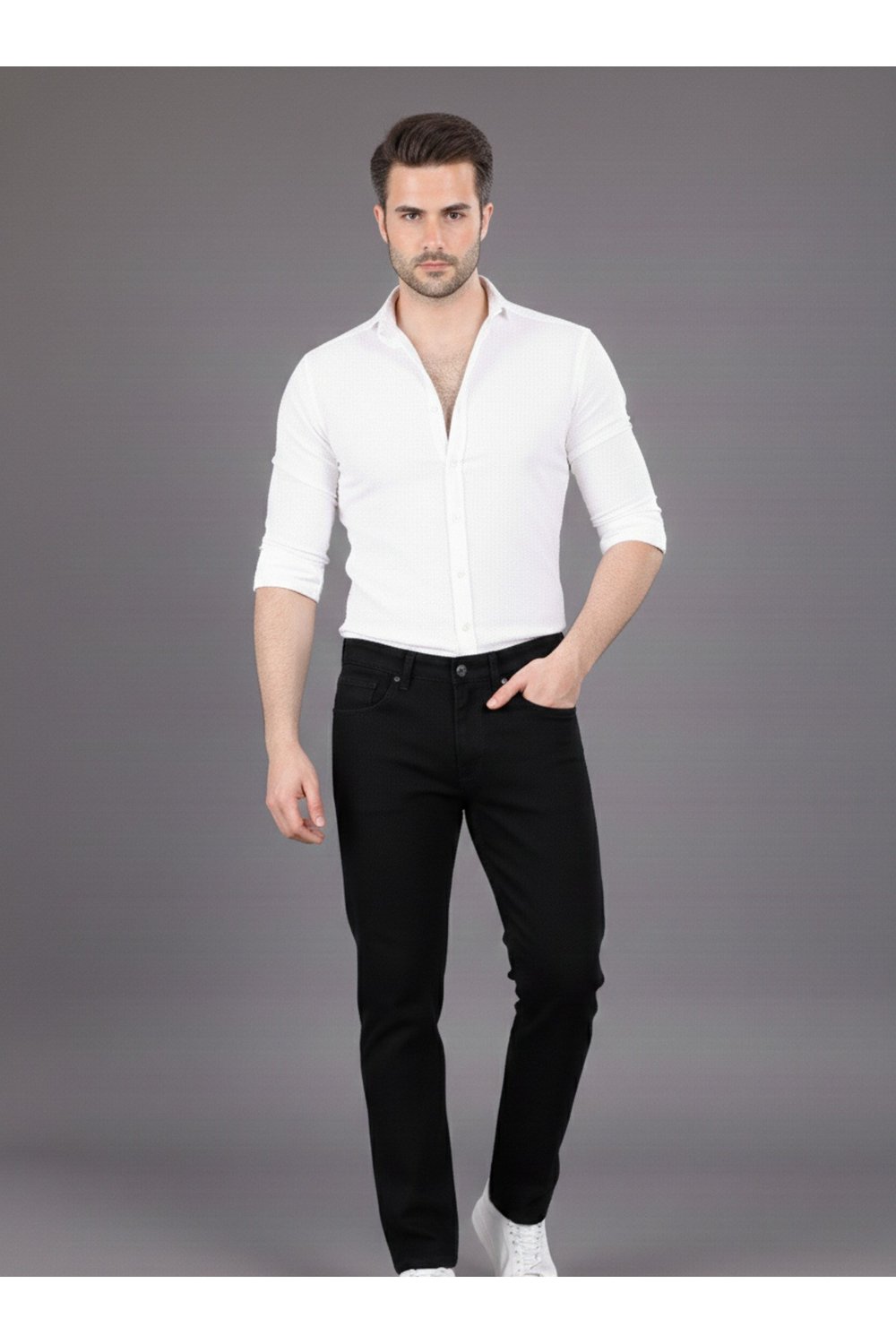 Siyah Regular Fit Erkek Kot Pantolon