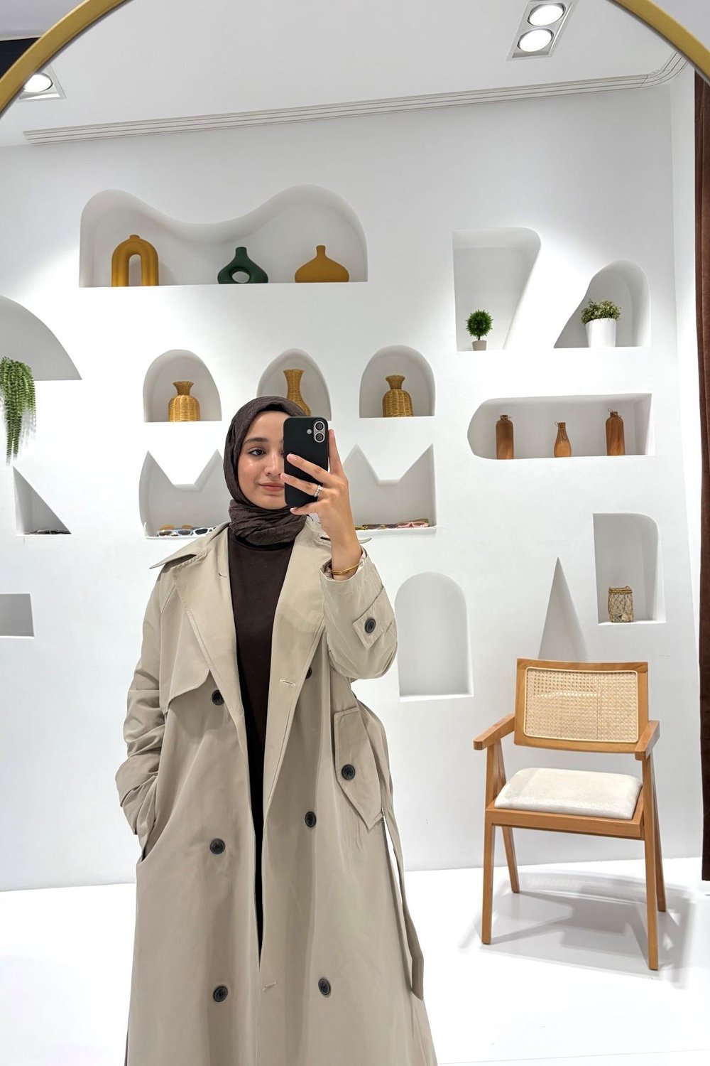 7557 Rüzgarlık Detaylı Kuşaklı Trençkot - Bej