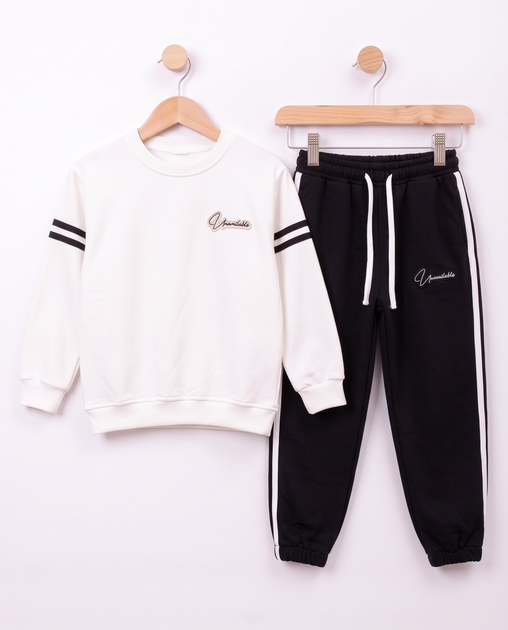 1257-1 Bisiklet Yaka Mevsimlik Unisex Takım SİYAH