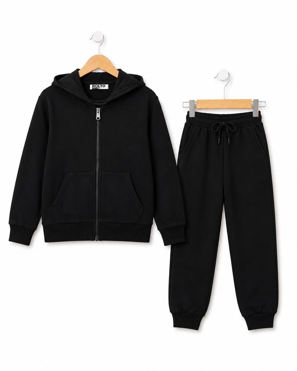 2350-1 Kapüşonlu Fermuarlı Mevsimlik Unisex Takım (7-11) SİYAH