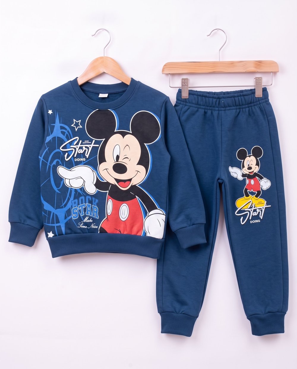 261194 Mickey Mouse Basklı Üç İp Şardonlu 2 li Erkek Takım LACİVERT