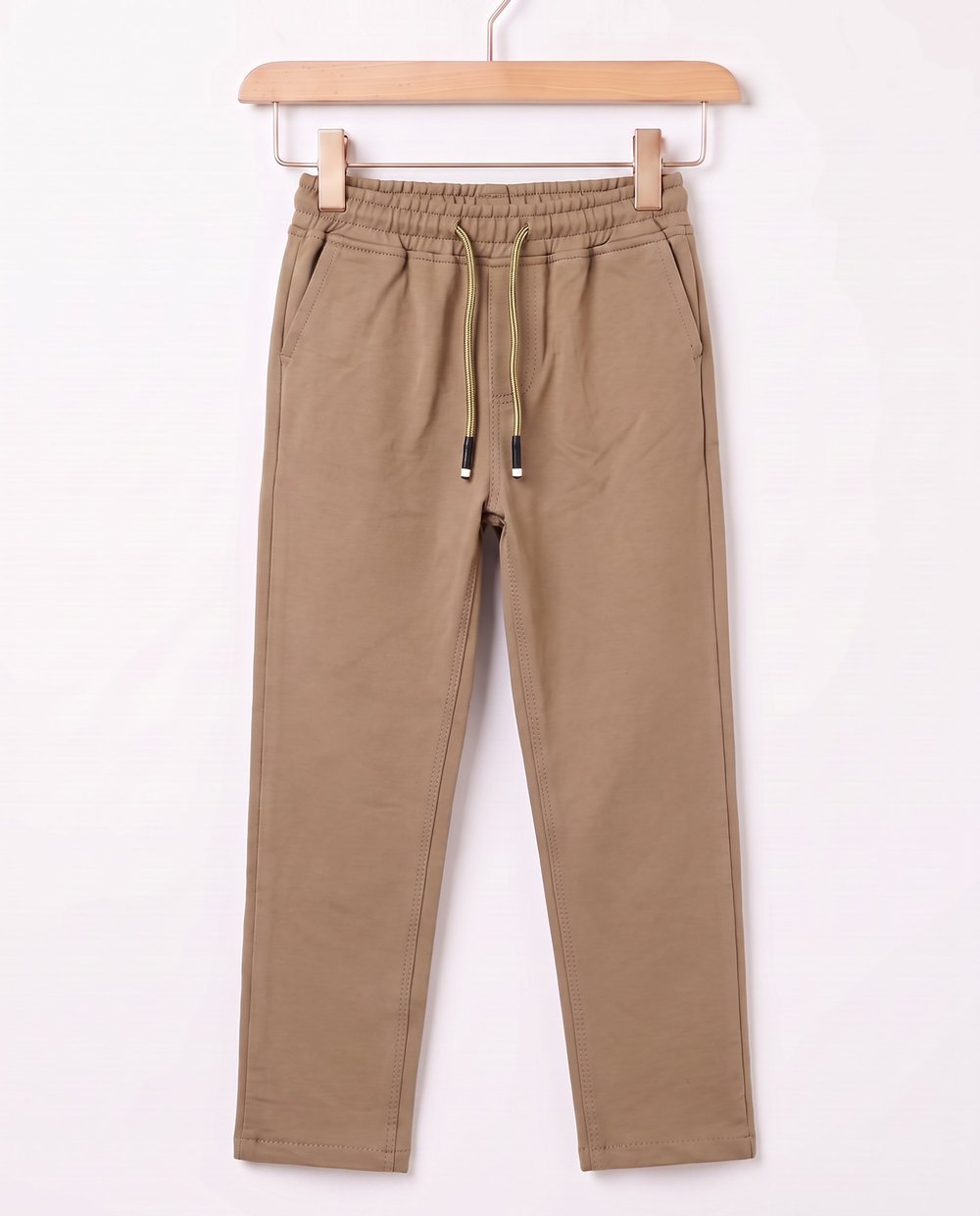 4566 Düz Paça Kompakt Penye Unisex Okul Eşofmanı (12-16) CAMEL